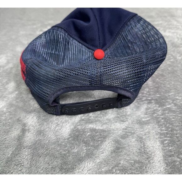 Vintage 80s 3 Stripe Trucker Adjustable SnapBack Hat Blue - Picture 4 of 8